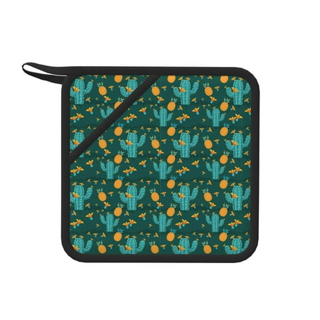 

Matuu Pineapple And Cactus for Square Silicone Anti-hot Pad for Kitchen Potholders Hot Dishers Spoon Holder