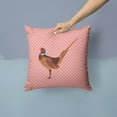 thumbnail image 2 of Carolines Treasures BB7930PW1414 Ring Necked Common Pheasant Pink Check Fabric Decorative Pillow, 14 x 14 in., 2 of 4