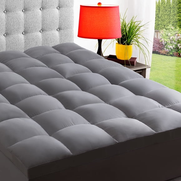 Cubrecolchón ELEMUSE Full XL gris con la parte superior acolchada extra gruesa