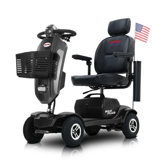 SYNGAR Mobility Scooters for Seniors with UBS Port & 2 Cup Holders, 4 Wheels Foldable Electric Scooters for Seniors with 300W Motor, 16 Miles Range, Storage Basket, Easy Assembly, Gray