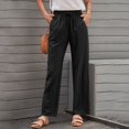 thumbnail image 7 of Laqbezok Women's Cotton Linen Pants, High Waist Drawstring Casual Loose Trousers with Pockets for Summer Beach Travel Vacation, 7 of 7