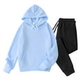 thumbnail image 2 of UVEASISHA Mens Pullover Hoodie Sets Oversized Casual Fleece Lined Sweatshirt and Sweatpants Jogger Suits Solid Color Loose Workout Set Light Blue M, 2 of 7