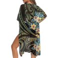 thumbnail image 5 of HELLHERO Tropical Flowers Bathing Suit Cover Up Polyester Quick Dry Free Size Long Kimono Swimsuit Cover Up for Women, 5 of 6