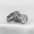Matching Ring Couple Rings White Gold Plated 1CT CZ Women Wedding Ring