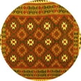 thumbnail image 1 of Ahgly Company Machine Washable Indoor Round Oriental Yellow Traditional Area Rugs, 6' Round, 1 of 4