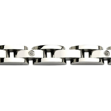 Primal Steel Diamond Stainless Steel with 14kt White Gold Accents Bracelet, 8.5