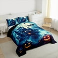 thumbnail image 3 of jejeloiu Spooky Halloween Castle Bedding Comforter Set,Horror Pumpkin Lantern Twin Comforter Sets,Black Bats Bedding Set For Boys Kids,Ultra Soft Home Decor Reversible,2-Piece, 3 of 8
