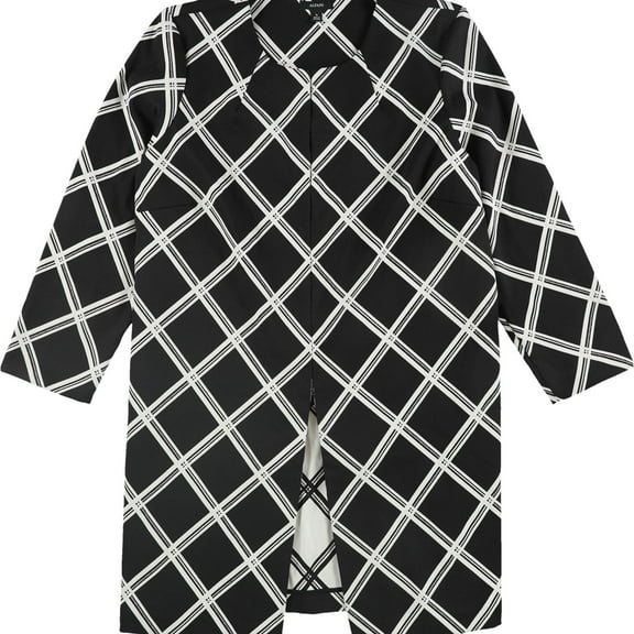 Alfani Womens Plaid Jacket, Black, X-Large
