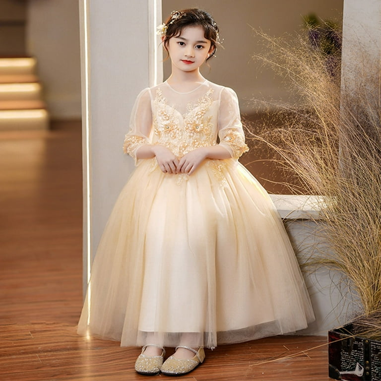 Girls Princess Dresses,Lace Embroidery Short Sleeve Tutu Tulle Dress  Birthday Party Wedding Pageant Bridesmaid Christmas Evening Ball Prom Gown  Dresses Girl 3-12 Years 