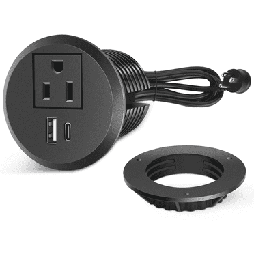 VILONG 2 inch Desk Recessed Power Strip, Desktop USB Charger Black, 20W Fast Charging Station, ETL Listed