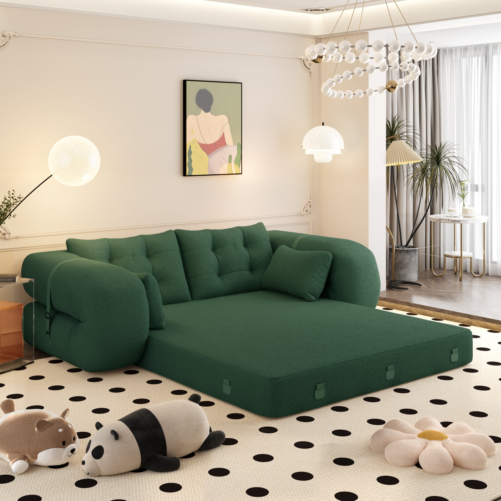 NYBOPAVIS 79" Futon Convertible Sofa Bed, Oversized Lazy Sofa Bed, Foldable Floor Sofa Couch for Living Room