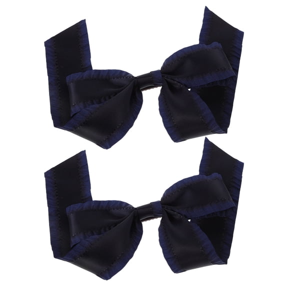 LOLIPPYY 2Pcs Dark Blue Hair Ribbon Bow Clips Easy to Use Hair Accessories for Elegant Looks