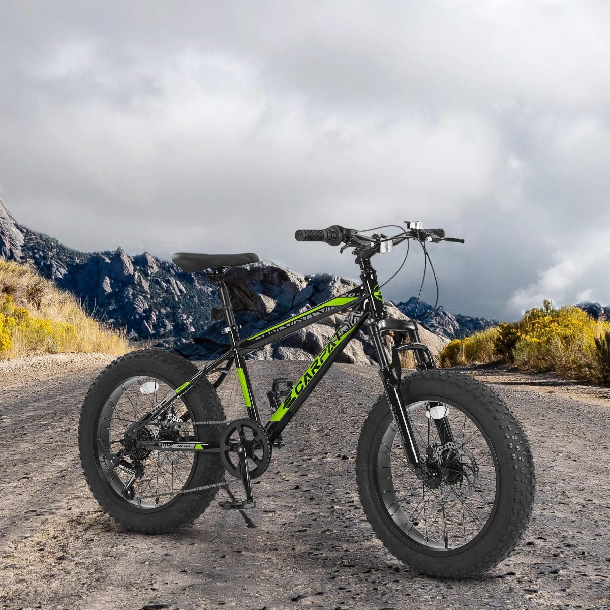S20109 20-Inch Mountain Bike for Kids and Teenagers, High Carbon Steel Frame, Disc Brakes, Front Suspension, 7-Speed, Ideal for Snow and Off-Road Riding