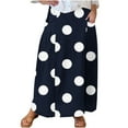 thumbnail image 2 of Cavosen Womens Midi Skirts Elastic Waistband Polka Dots Print Casual Skirts Elegant Lightweight Flowy Fashion Calf Length Skirts with Pocket Work Loose Fall Winter Clothes Blue, 2 of 5