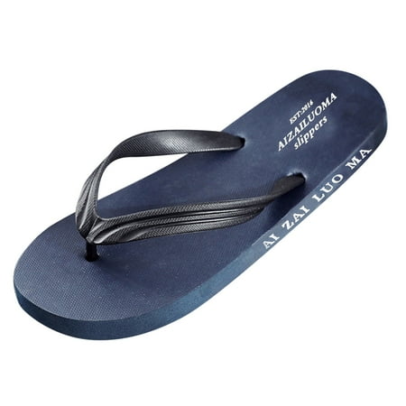 

Fsqjgq Mens Flip Flops Leather Sole Flip Flops Men Summer Flat Soft Bottom Comfortable Lightweight Casual Beach Sandals Mens Flip Flop Thongs Blue 40