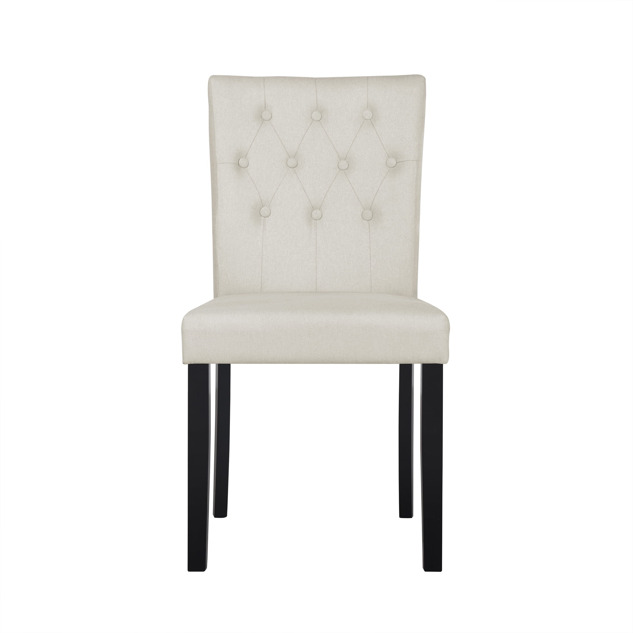Castle Place Modern Wooden Upholstered Linen Dining Chairs, Beige, Set of 2