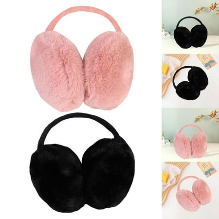 

2x Plush Winter Ear Muffs Fold Burger Shape Headphone Soft Earmuffs Clothing Costume Accessories Windproof Outdoor Girl
