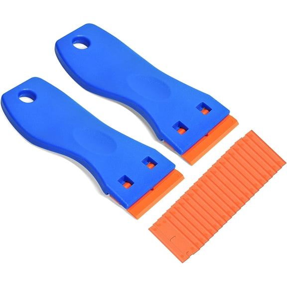 Plastic Razor Blades Scraper Tool W/20PCS Plastic Blades For Window Tint,Vinyl Wrap,Plastic Razor Blade Scraper Sticker Remover,Label,Decal Adhesive Scraper For cleaning,Paints On Window Glass
