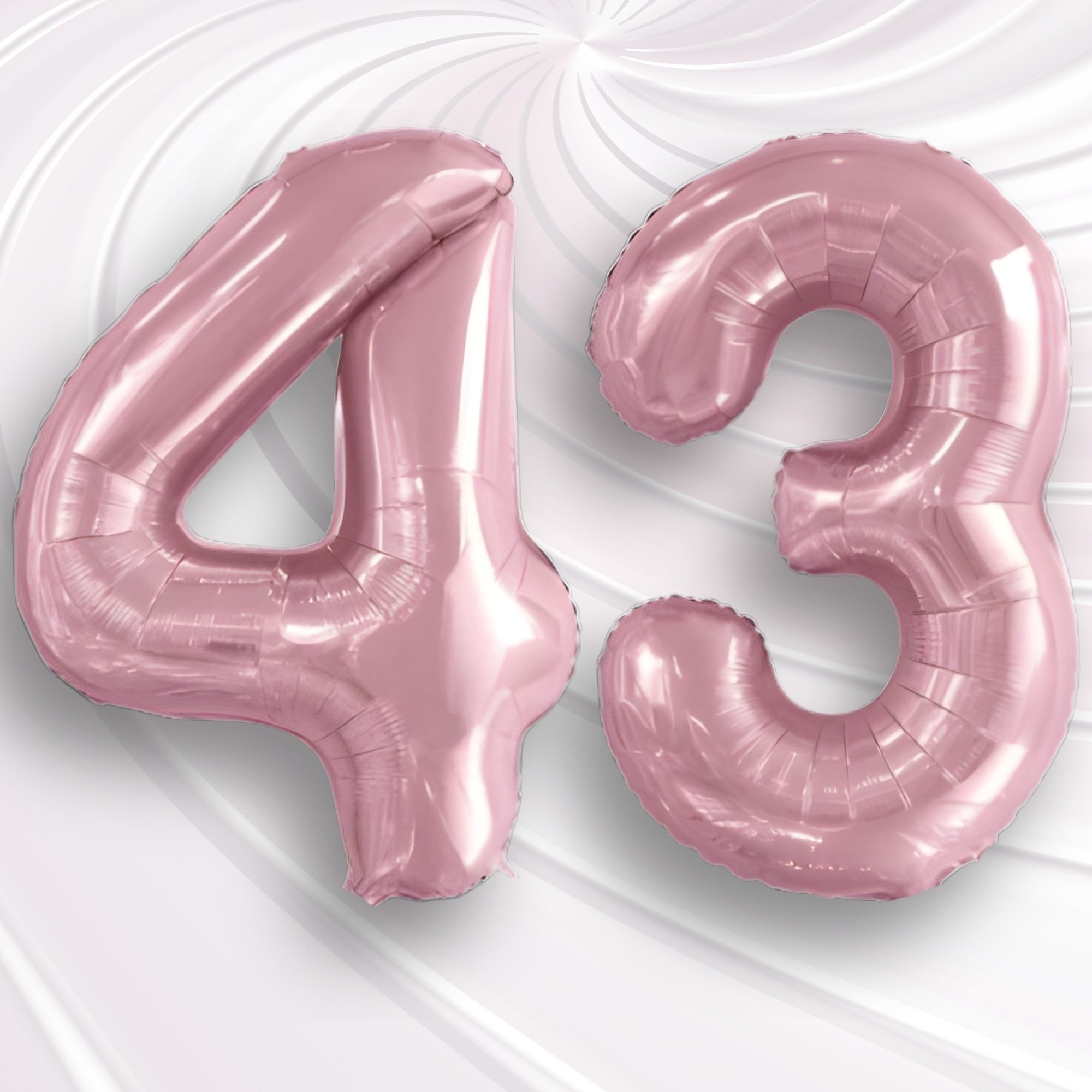 Pastel Pink 43 Number Balloon 16 inch - Air Fill Only Mylar Foil Balloons Number 43 Blush Balloons Soft Baby Pink - 43rd Birthday Party Anniversary