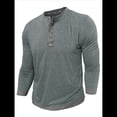 thumbnail image 2 of Camisetas Henley para Hombre, Larga Raglán, Informales, Ajustadas, Ligeras, de Moda. Gris M, 2 of 7