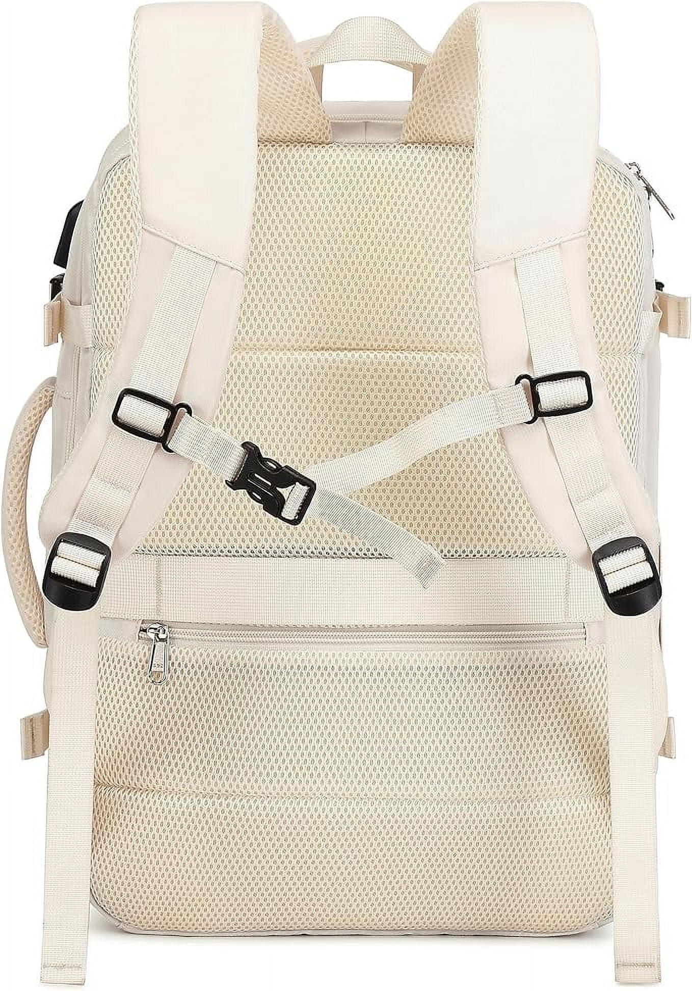 XJ-HOME Large Carry-On Backpack for Travel, Airline Approved Backpack with Charging Port, Waterproof Personal Item Bag for Women Men, Fits 17.3" Laptop, Beige