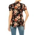 thumbnail image 3 of Women's Floral Print Overlapping Short Sleeve Top with Front Tie Collar, 3 of 5