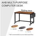 thumbnail image 2 of Spurgehom Rolling Computer Desk with 4 Smooth Wheels, Simple Style Mobile Writing Desk Home Office Study Table Movable Workstation with Metal Frame, 2 of 15