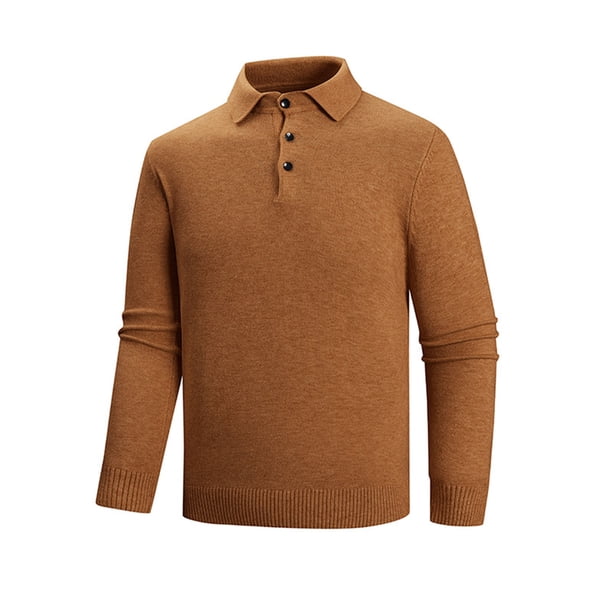 pstuiky camisas de manga larga para hombre, Suéter informal de moda para hombre, con botones, solapa y elasticidad, capa base de punto, manga larga Tops de hombre xl