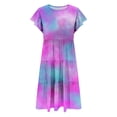 thumbnail image 4 of ZACPNCV Robe Fille Manches à Volants à Étages Évasée Ligne A Mignonne Midi Décontractée Robe d'Été Violet 4-5 Ans, 4 of 9