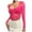 Hot Pink, variant on Corset Top Going Out Outfits for Women Women's Long Sleeve Lace Mesh Crop Top Sexy Corset Slim Fit Square Neck Solid Color Top