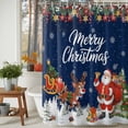 thumbnail image 2 of Merry Christmas Shower Curtain, 60" x 72", Santa Claus Reindeer Snowing Xmas Star Navy Blue Waterproof Bathroom Curtain Washable Shower Curtain Set with 12 Hooks, 2 of 6