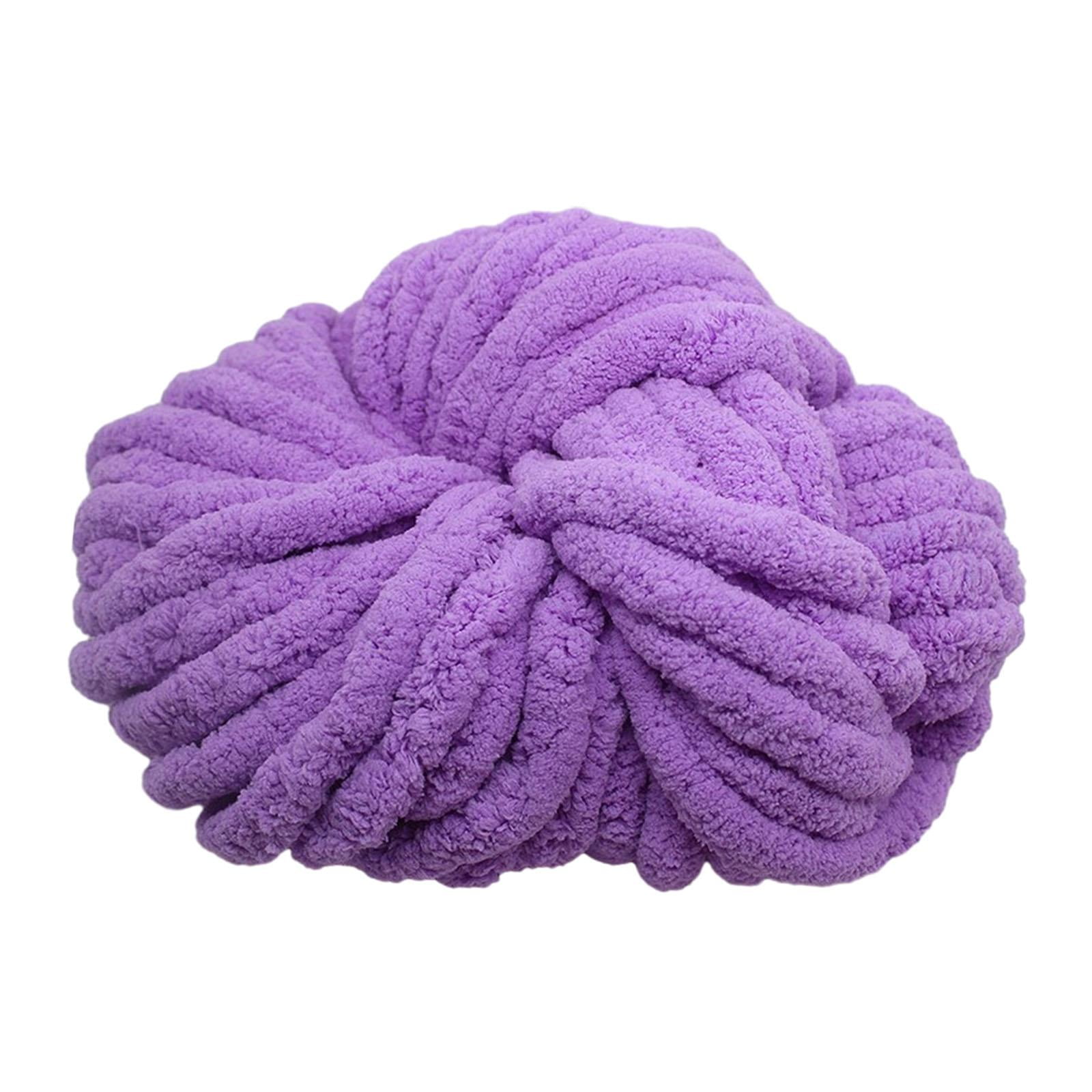 Abbraccia Chunky Chenille Yarn Acrylic Fibers Gauge 7 Jumbo Giant Washable Bulky Yarn Thick Yarn for Sofa Throw Crocheting Hat Blanket Light Violet