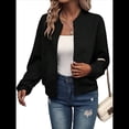 thumbnail image 2 of Chaqueta Informal de Mujer con Cuello Alto y Cremallera, Ideal para Otoño. Conjuntos con Bolsillos. Negro XXXL, 2 of 9
