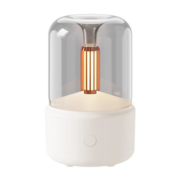 Máquina de aromaterapia con luz de vela de simulación creativa, humidificador de aromaterapia pequeño con luz de ambiente de escritorio para el hogar con USB