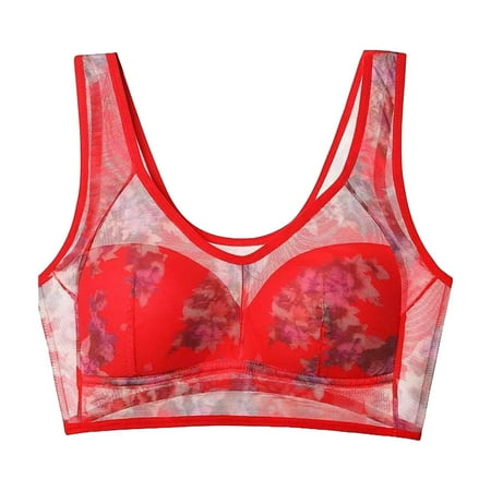 Clearance DondPO Bras for Women High Support Bras For Women Adjustable Strap Full Coverage Up Bras Comfortable No Underwire Wireless Bras Push Up Bra Seamless Bra Red 3XL