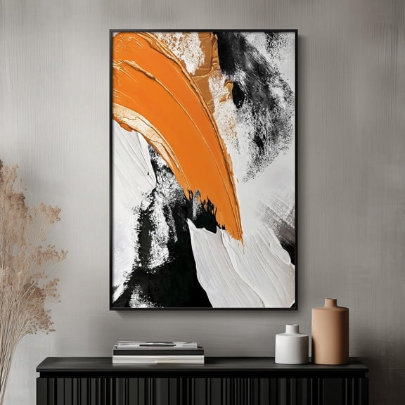 Black and White Orange Abstract Canvas Wall Art, Modern Art Prints Paintings Artwork for Walls, Abstract Pictures for Living Room Hallway Bedroom Office Bathroom Wall Decor