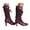 Purple, variant on Vintage Victorian Boots for Women Kitten Heel Knee High Booties Retro Lace up Goth Witch Shoes
