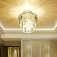 thumbnail image 5 of Elitezip Mini Flush Mount Chandelier K9 Crystal Ceiling Light Fixtures, Crystal Light for Livingroom, Bedroom, 3-Tire Crystal Design, Long Diamond Crystal, Chrome-Colored Metal Ceiling, Transparent, 5 of 7