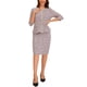 thumbnail image 2 of Conjunto de traje de tweed de 2 piezas para mujer INSPIRE CHIC, chaqueta de botones de manga 3/4 y falda lápiz, color rosa, talla M, 2 of 6