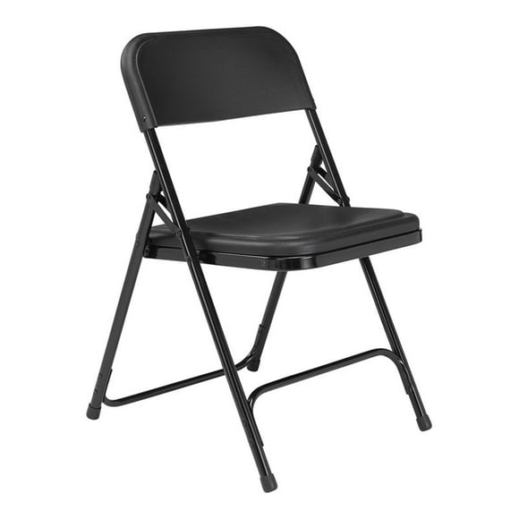 NPS 800 Series 29.75" Premium Plastic Folding Chair in Black (Set of 4)