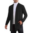 thumbnail image 4 of INSPIRE CHIC Men's Jackets Cardigan Shawl Lapel Long Sleeve Regular Fit Open Front Top S Black, 4 of 5