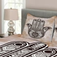 thumbnail image 3 of Ambesonne Hamsa Quilted Bedspread Set 3 Pcs, Mystic Mandala Eastern, King Size, Brown and Cream, 3 of 4