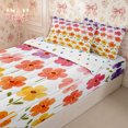 thumbnail image 2 of Manfei Colorful Gradient Flowers Zipper Full Size Comforter Sets with Fitted Sheet and 2 Pillowcases,Cottagecore Blossom Zipper Bedding Set,Reversible, 2 of 7