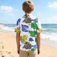 thumbnail image 7 of Boys Vacation Hawaiian Shirts Beach Summer Button Down Collared Shirts Tropical Holiday Funny Tops with Pocket 11 Years, White, 7 of 7