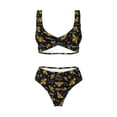 thumbnail image 4 of Rocae Hohey Bee Golden Embroidery for Bikini Set for Women Two Piece Sexy High Swimsuits Split Crossover Bikini Medium, 4 of 9