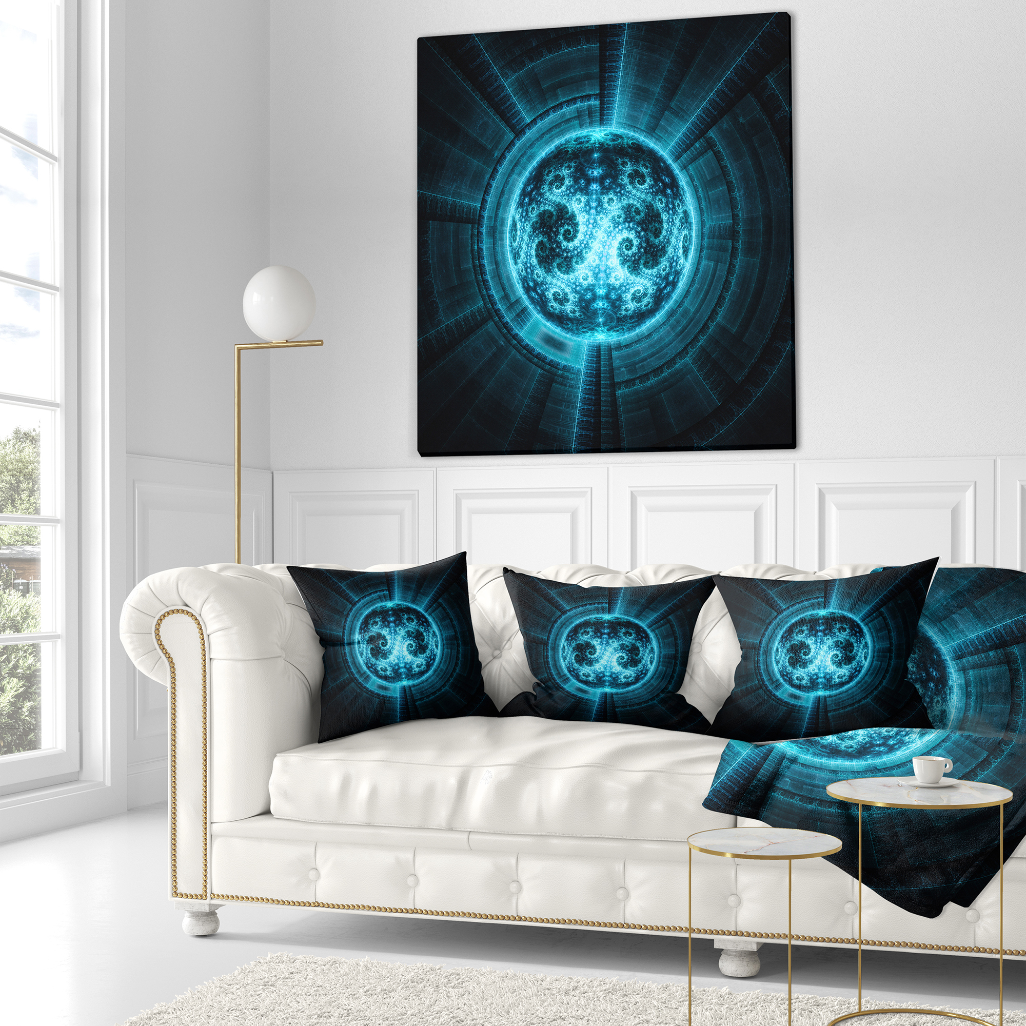 Designart 18" x 18" Blue Polyester Throw Pillow