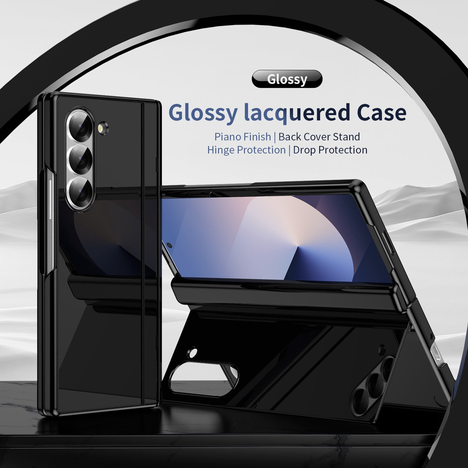 ELEHOLD Rugged Case for Samsung Galaxy Z Fold 3 Case,Built-in Screen Protector Flip Kickstand Hinge Protection Slim Full Body Protective Phone Case for Samsung Galaxy Z Fold 3,Black
