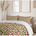 thumbnail image 6 of Ambesonne Floral Duvet Cover Sets, Strawberries Summertime, 2-King, Vermilion Green Pink, 6 of 7