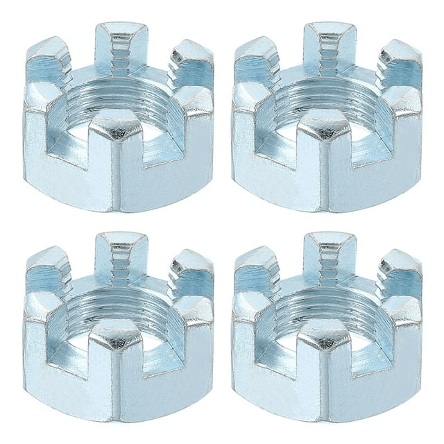 Tuerca hexagonal ranurada 5/8-18 UNF, tuercas hexagonales de acero al carbono grado 6.8, plateadas, paquete de 4
