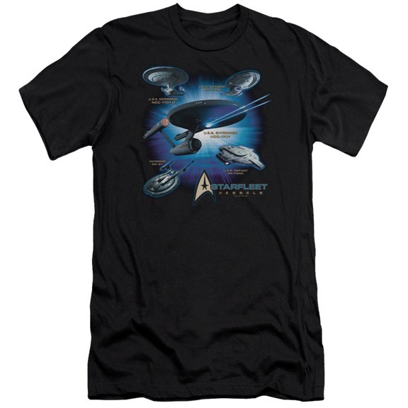 Star Trek Starfleet Vessels Premium Canvas Adult Slim Fit 30/1 T-Shirt Black